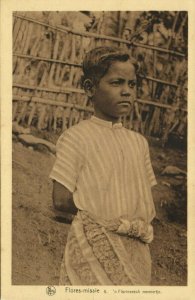 indonesia, FLORES, Lesser Sunda, Young Boy (1920s) Mission Postcard