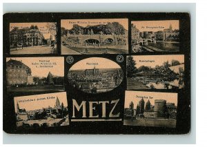 Metz France Postcard Vtg Multi 8 Views B & W Panorama Kaiser Wilhelm Bridge  