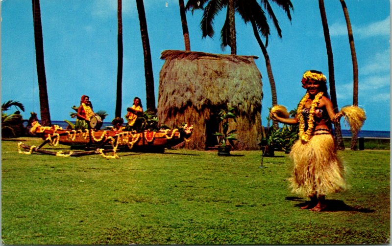 Kodak Tahitian Dancers Hula Show Postcard unused (27173)