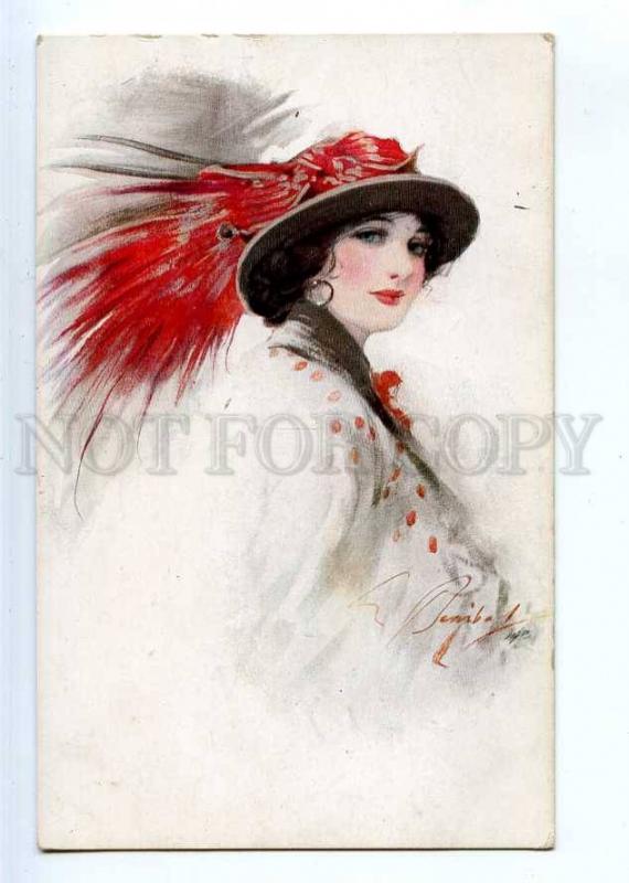 244435 ART NOUVEAU Fashion HEAD of Lady by BARRIBAL Vintage PC