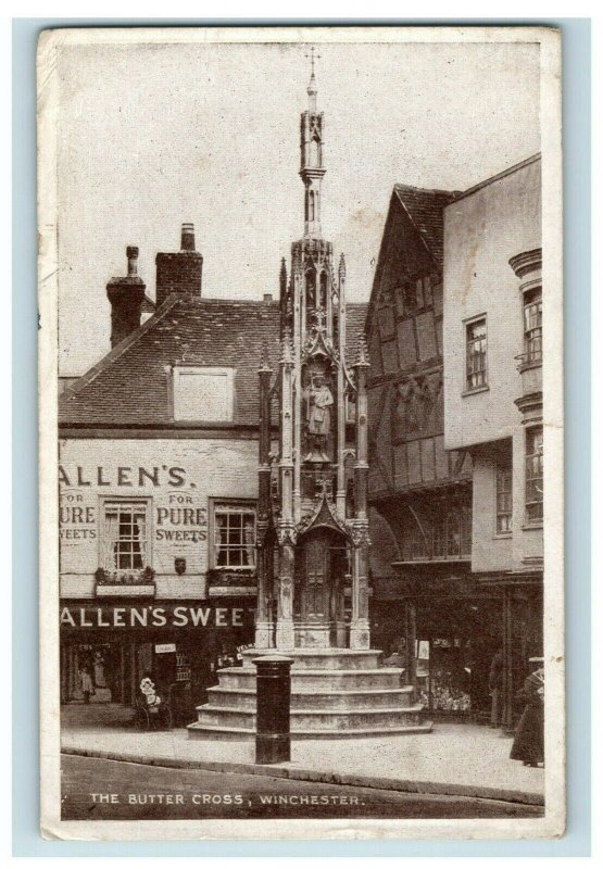c. 1910 Allen's Sweets The Butter Cross Winchester Englander Postcard P31