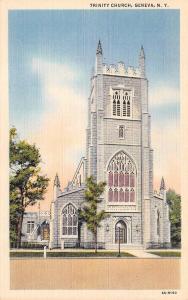 GENEVA, NY  New York     TRINITY CHURCH     c1940's Curteich Linen Postcard