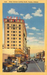 Tucson AZ Street View Storefronts Hotel Pioneer Curt Teich Postcard