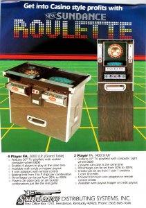 Sundance Roulette Amusement Video Arcade Game Flyer Promo Vintage Two Sided Art