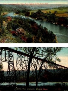 2~ca1910's Postcards BOONE, IA Iowa  RIVER VALLEY VIEW & VIADUCT RAILROAD BRIDGE