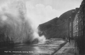 ABERYSTWYTH ARGYLSHIRE SCOTLAND-HIGH SEA~PHOTO  POSTCARD