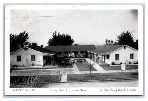 Sunny Shores Motel Apartments St Petersburg Florida FL B&W Chrome Postcard W6