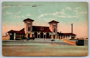 Transport~Lynn MA~Stagecoach Outside State Bath House~PM 1910~Vintage Postcard