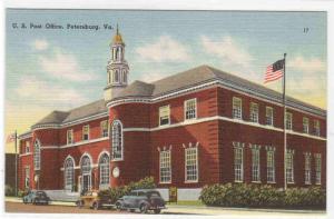 Post Office Petersburg Virginia linen postcard