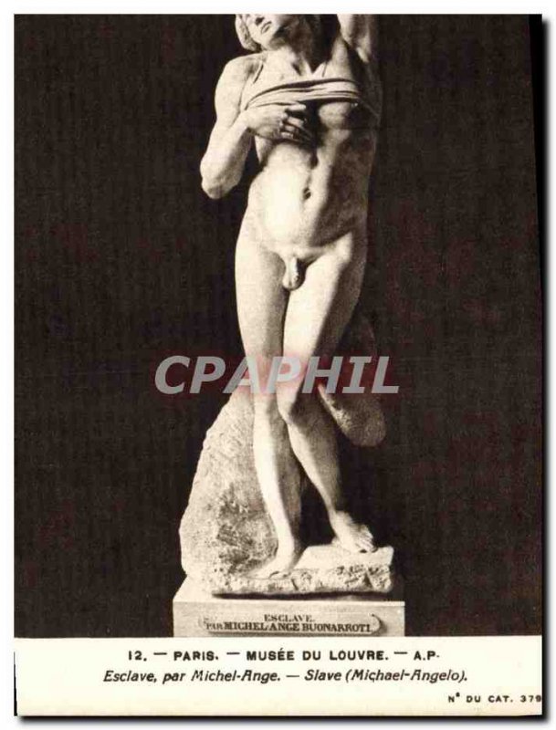Old Postcard Paris Louvre Museum Slave by Michelangelo