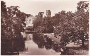 England Warwick Castle From The Bridge Real Photo