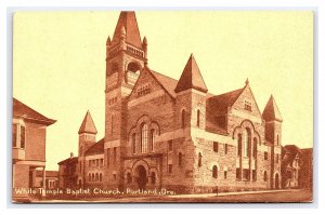 White Temple Baptist Church Portland Oregon Sepia Postcard