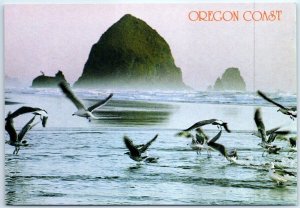 Postcard - Seagulls at Haystack Rock on Oregon Coast, USA, North America