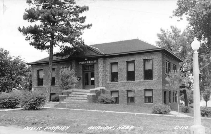 Auburn Nebraska Public Library Real Photo Antique Postcard K18081