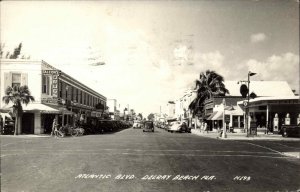 Delray Beach Florida FL Atlantic Blvd 1940s Real Photo Postcard