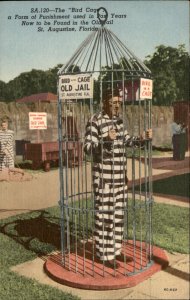 St Augustine Florida Bird Cage Old Jail Punishment c1930-50s Vintage Postcard