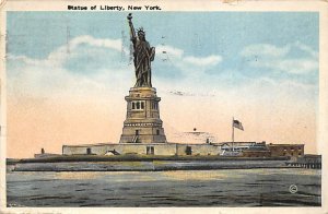 Statue of Liberty New York City, USA 1920 light postal marking on front