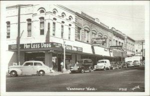 Vancouver WA Street Scene Cars Pay Less Drug Store Real Photo Postcard