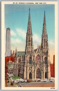 New York City NY 1940s Postcard St. Patrick's Cathedral