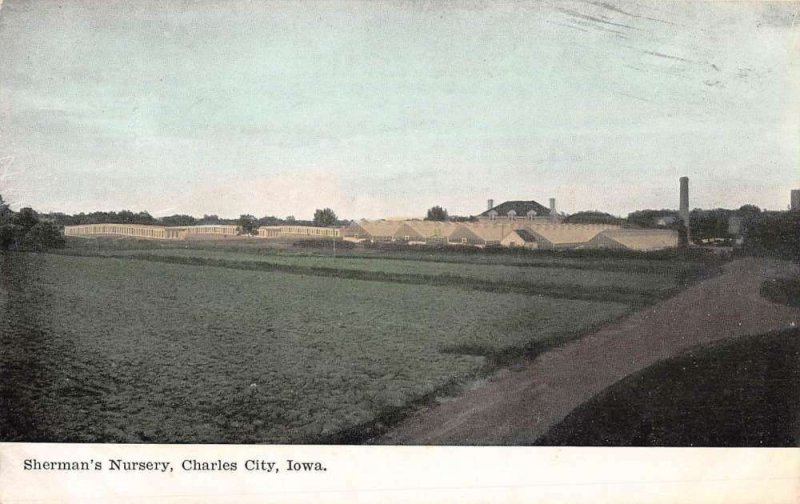 Charles City Iowa panoramic view Sherman's Nursery antique pc ZE686200