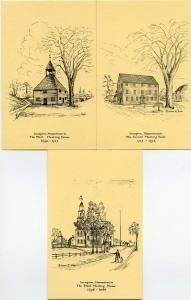 (3 cards) First Second & Third Meeting Houses - Lexington, Massachusetts