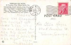 MIAMI BEACH  FLORIDA VENETIAN ISLE MOTEL POSTCARD c1956 20 VENETIAN WAY