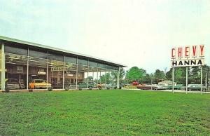 Plainfield IN Hanna Chevrolet Dealership postcard.