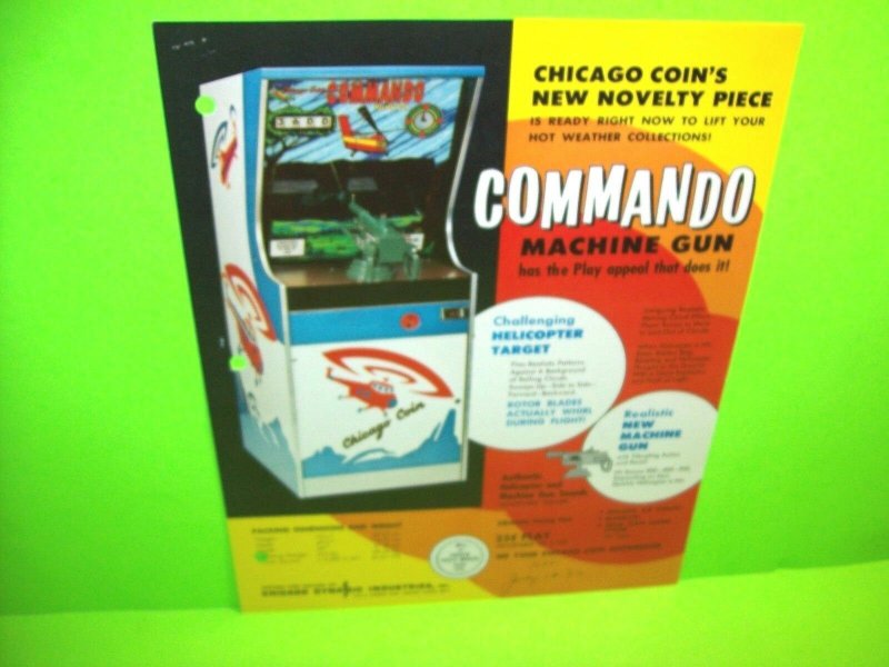 Commando Machine Gun 1973 Original Helicopter Arcade Game Flyer Chicago Coin