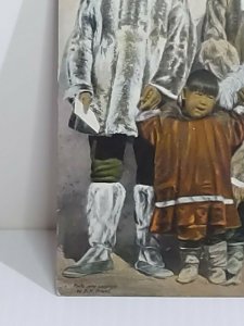 Indigenous Alaskian family A-Pa-Look Cape Douglass Alaska hand colored unposted