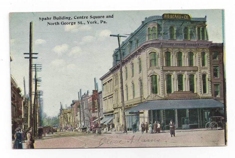 York PA N. George St Spahr Building Centre Square Postcard