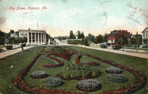 Vintage Postcard 1907 The Paseo Garden Kansas MO Missouri