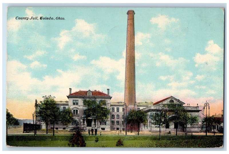 1911 Lucas County Jail Exterior Scene Toledo Ohio OH Posted Vintage Postcard
