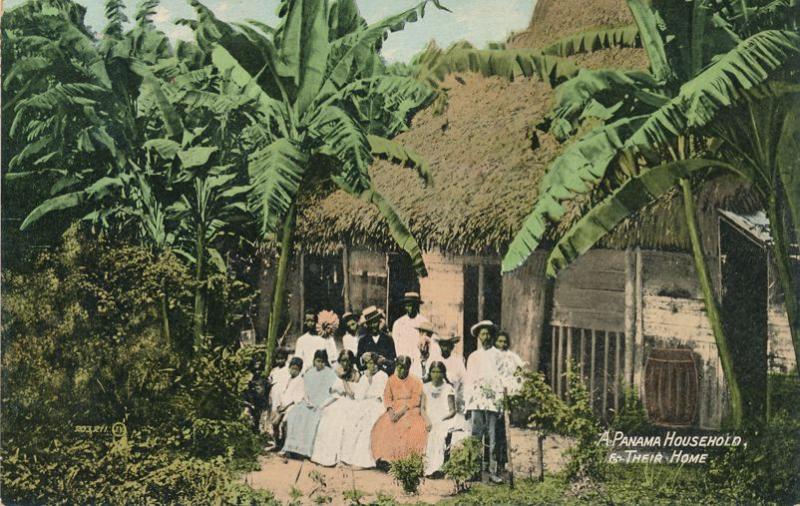Thatched Roof Home of Family - Household - Panama Central America - pm 1909 - DB