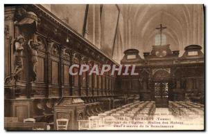 Old Postcard From Pontigny Interior & # 39Eglise Stalls Des Moines