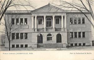 Janesville Wisconsin c1906 Postcard Public Library Building