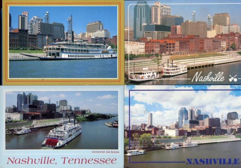 Lot of 4 Nashville Tennessee tn Riverboats postcards