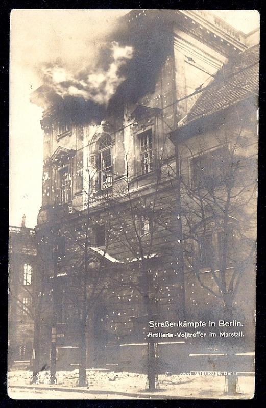 Artillery Hit Berlin Marstall Street Fighting unused c1919