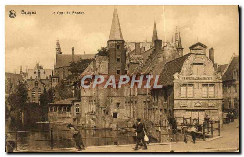 Old Postcard Bruges Le Quai Du Rosaire
