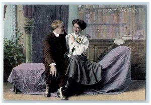 c1905 Sweet Couple Romance Be Good If You Can't Be Good Antique Postcard
