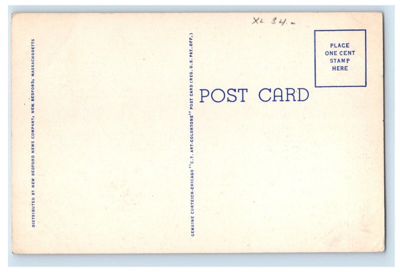 c1940's American Flag, Steamer Nantucket Unposted Bedford News Co. Postcard