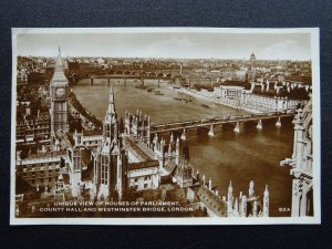 London UNIQUE VIEW OF HOUSE OF PARLIAMENT c1940s RP Postcard by Valentine