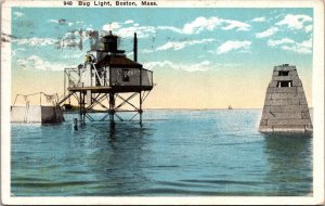 View of Bug Light, Boston MA Vintage Postcard U69