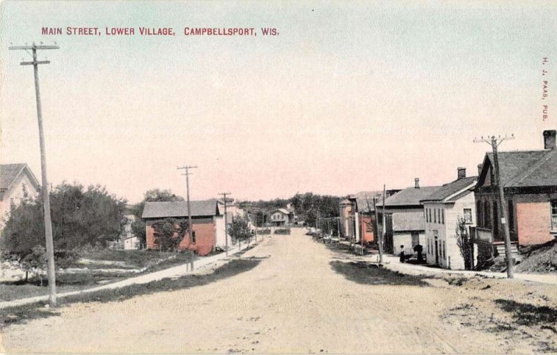 Campbellsport Wisconsin Lower Village Main Street antique pc DD5700 