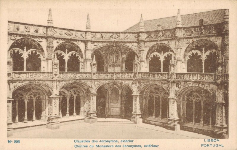 Portugal Lisbon Lisboa Claustros dos Jerónimos Exterior Vintage Postcard 07.05