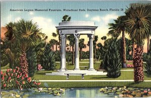 Postcard FOUNTAIN SCENE Daytona Beach Florida FL AJ2376