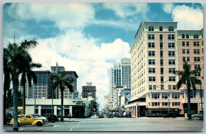 Miami Florida 1959 Postcard Flagler Street Buildings Cars