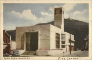 Revelstoke British Columbia City Hall Fire Station c1940 Postcard