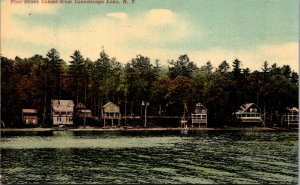 Postcard NY Richfield Springs Pine Grove Camps from Canadarago Lake