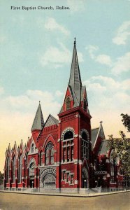 DALLAS, Texas TX     FIRST BAPTIST CHURCH     ca1910's Vintage Postcard