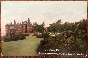 Vintage Postcard 1901-1907 Maine General Hospital Western Promenade Portland ME